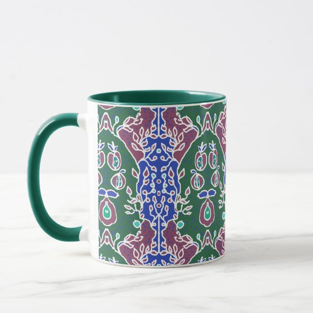 Apple Seeds in Garden Green Blue & Mauve Big Tasse (Links)