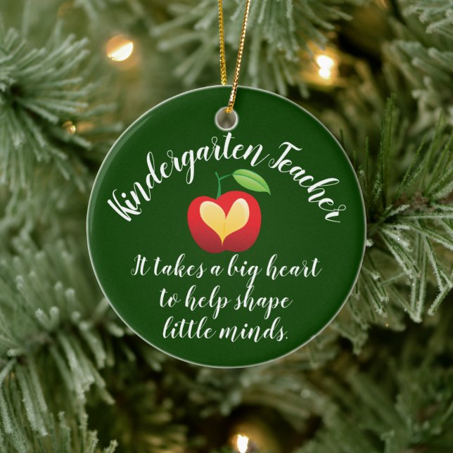 Apple Shape Kleine Minds Personalisiert Teacher Keramik Ornament (Baum)