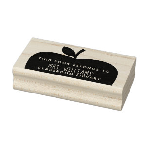 Apple-Silhouette der Lehrerbibliothek Gummistempel