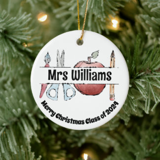 Apple Stift & Scherendesign - Geschenk für Lehrer Keramik Ornament