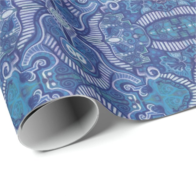 Apple Stripe Bohemisch Boho Arabesque Muster Green Geschenkpapier (Rolleneckpunkt)