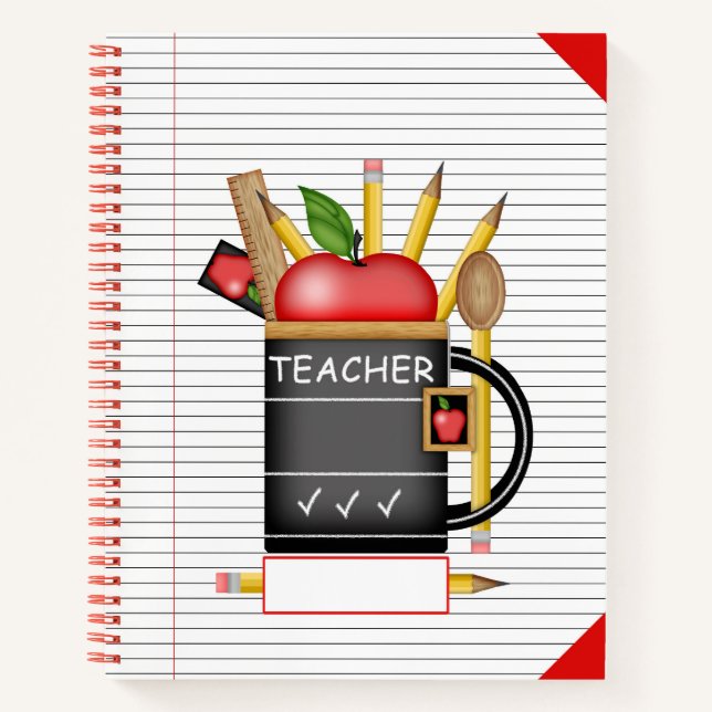 Apple-Tasse für Lehrer - Großes Notebook Notizbuch (Vorderseite)