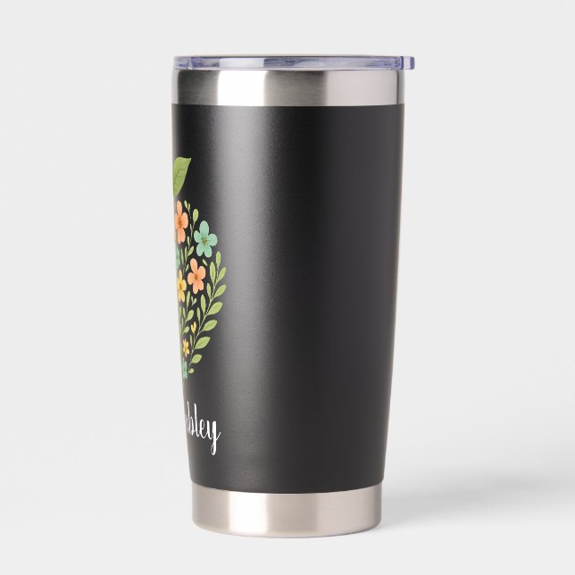 Apple Teacher Tumbler Personalized Floral Apple Thermobecher (Links)
