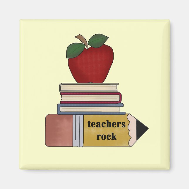 Apple Teachers Rock Tshirts und Geschenke Magnet (Vorne)