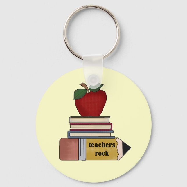 Apple Teachers Rock Tshirts und Geschenke Schlüsselanhänger (Vorderseite)