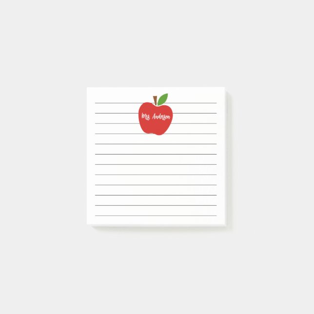 Apple Theme Teacher Name Post-it Klebezettel (Vorderseite)