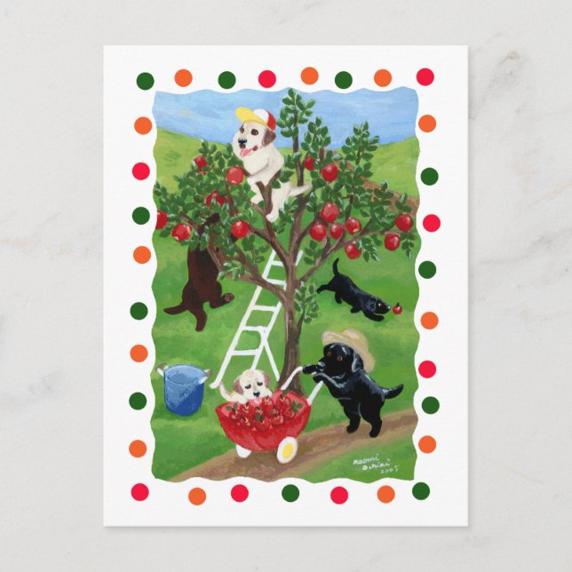 Apple Tree Labradors (Punkt) Postkarte (Vorderseite)