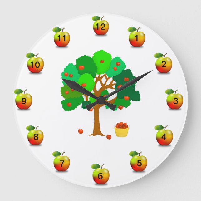 Apple Tree Wall Clock Große Wanduhr (Vorderseite)