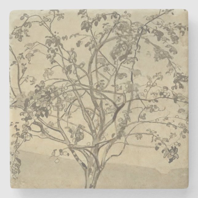 Apple Tree (Watercolor Art) (von Nicholas Roerich) Steinuntersetzer (Vorderseite)