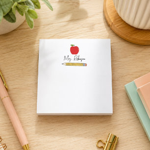 Apple und Bleistift Personalisierter Lehrer Post-it Klebezettel