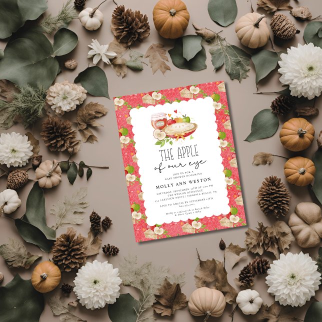 Apple Unsere Augen-Baby-Dusche Einladung Postkarte (Apple of our Eye Baby Shower Postcard Invitation)