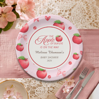 Apple Unseres Auges Pink Rot Coquette Baby Shower Pappteller