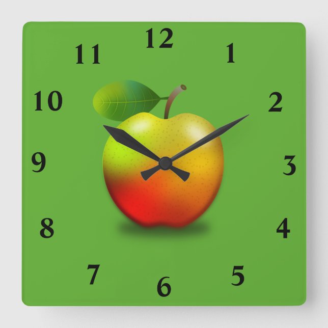 Apple-Wanduhr Quadratische Wanduhr (Vorderseite)