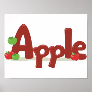 Apple Word Art mit Roten und Grünen Äpfeln Poster