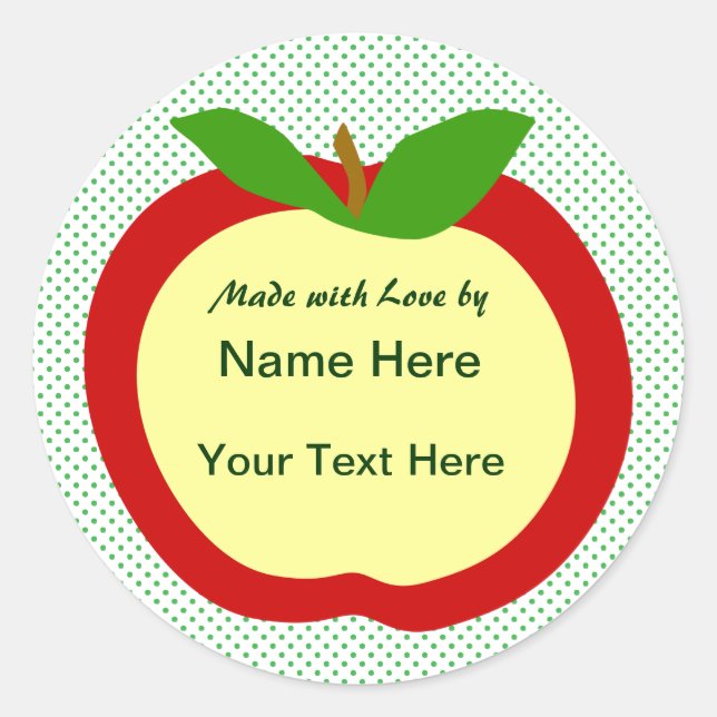 Apple Zuhause Made Food Gift Label Runder Aufkleber (Vorderseite)