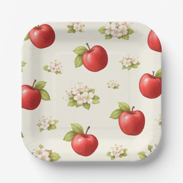Apples and apple blossoms  pappteller (Vorderseite)