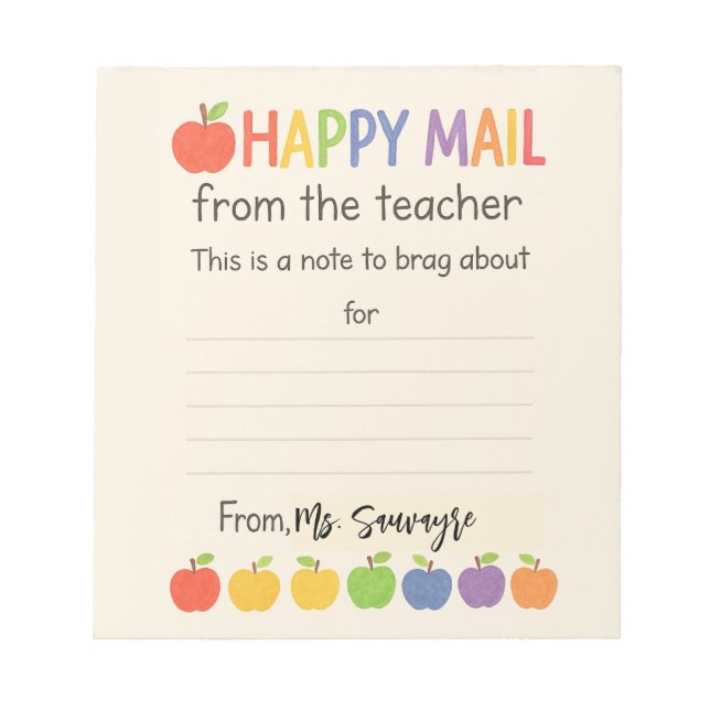 Apples Happy Mail – Cute Teacher Notizblock (Vorderseite)