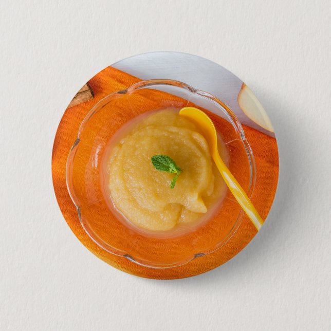 Applesauce mit Zimt und Orangenlöffel Button (Vorderseite)