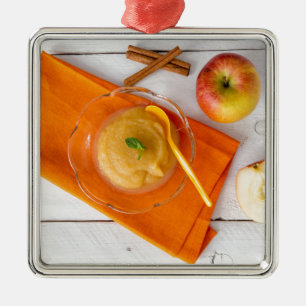 Applesauce mit Zimt und Orangenlöffel Ornament Aus Metall