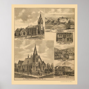 Appleton, panoramische Karte Mangans - 1874 Poster