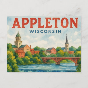 Appleton WI Aquarell-Postkarte Postkarte