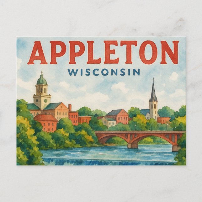 Appleton WI Aquarell-Postkarte Postkarte (Vorderseite)