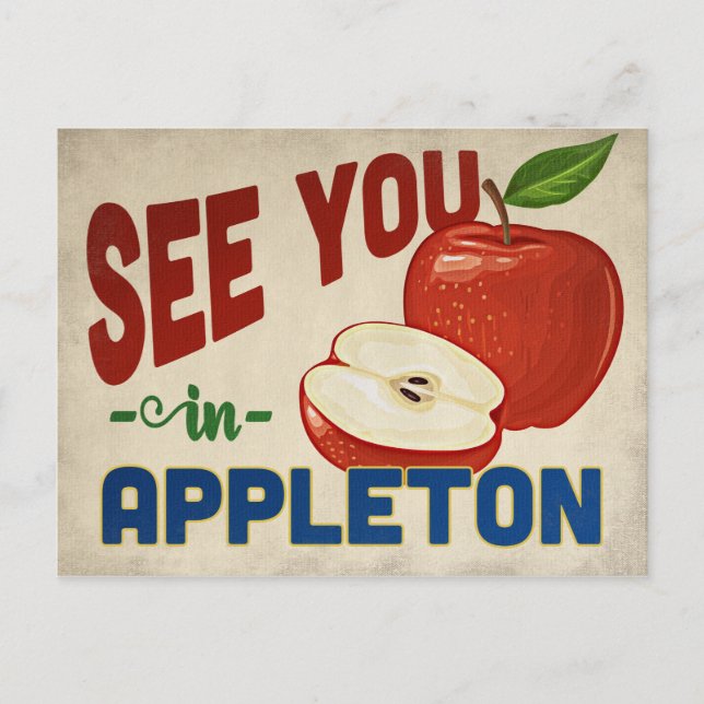Appleton Wisconsin Apple - Vintage Travel Postkarte (Vorderseite)
