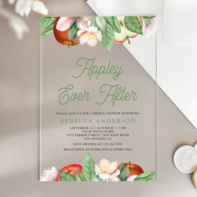 Appley Ever After Apple Bridal Shower Acryleinladungen (Von Creator hochgeladen)