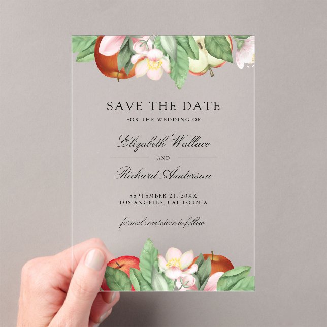 Appley Ever After Apple Wedding Save the Date Acryleinladungen (Insitu (Handheld))