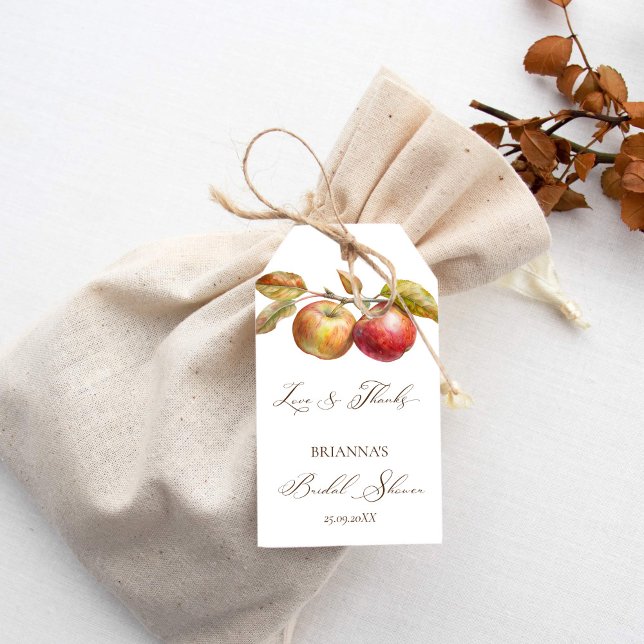 Appley immer nach Apfelfall Brautparty Gunst Geschenkanhänger (Appley ever after apple fall bridal shower thank you favor gift tags elegant pair of apples favors)