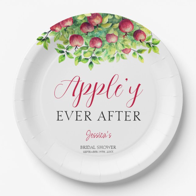 Appley je nach Apple Fall Brautparty Pappteller (Vorderseite)