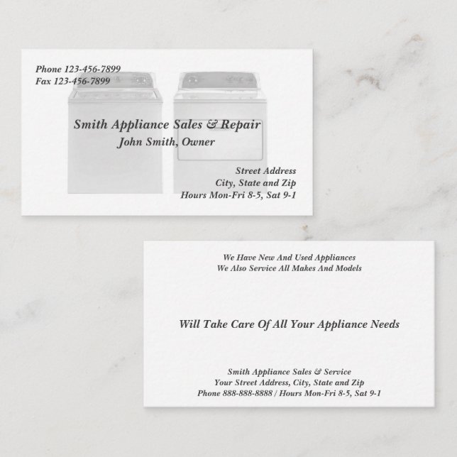 Appliance Sales and Repair Service-Visitenkarte Visitenkarte (Vorne/Hinten)