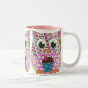 Appliqué Flecken-Rosa-Eule Zweifarbige Tasse