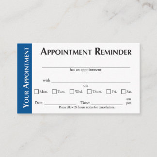 Appointment Reminder Cards - Dark Blue Telefonnummerkarte