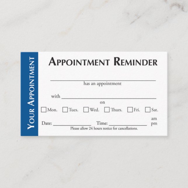 Appointment Reminder Cards - Dark Blue Telefonnummerkarte (Vorderseite)