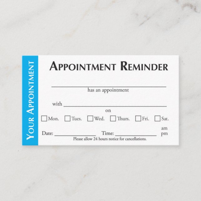 Appointment Reminder Cards - Light Blue Telefonnummerkarte (Vorderseite)