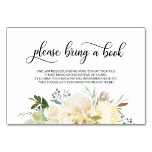 Apportez un livre - Cartes de Baby shower florales