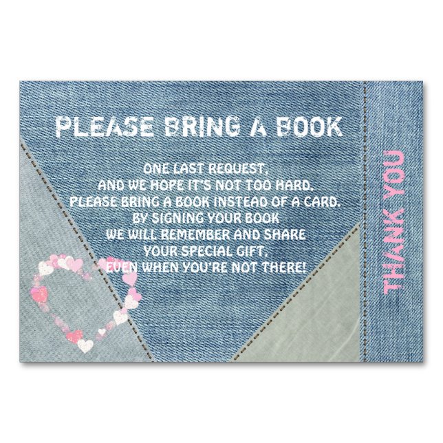 Apportez un livre - Denim/Jeans Cartes Baby shower (Devant)