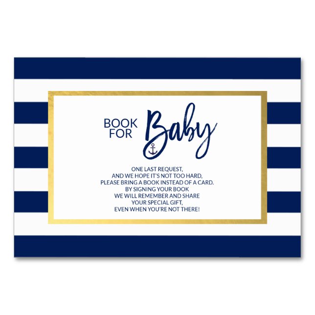 Apportez un livre Marine Bleu cartes de Baby showe (Devant)