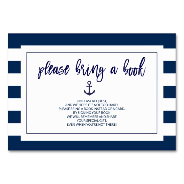 Apportez un livre Marine Bleu cartes de Baby showe (Devant)