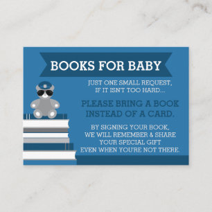 Apportez une carte de livre, baby shower de police