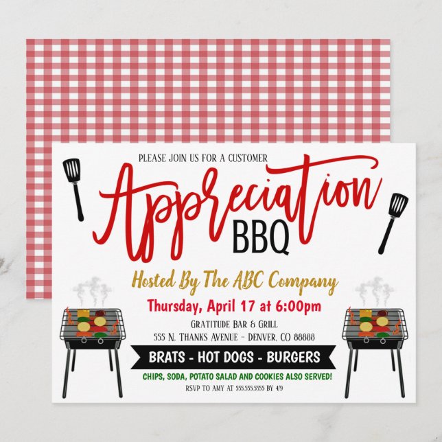 Appréciation BBQ Grill Out Invitation (Devant / Derrière)
