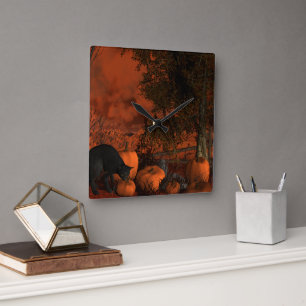 Approaching Halloween Quadratische Wanduhr