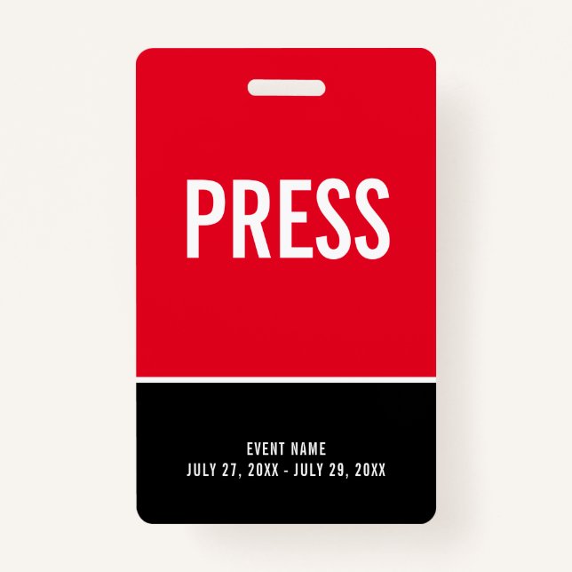Appuyez sur le badge de carte d'accès rouge noir (Devant)