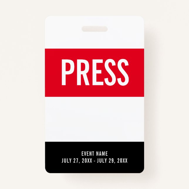 Appuyez sur le bouton Accès Rouge Blanc Noir Badge (Devant)