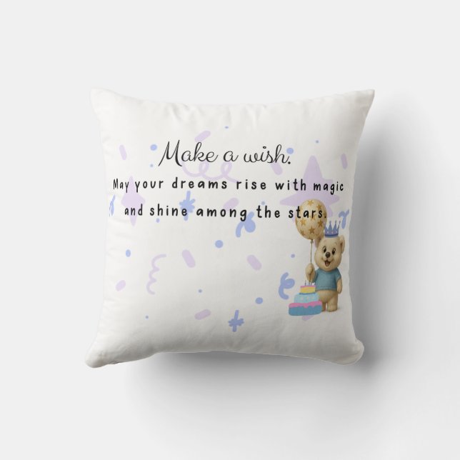 appy Birthday Bear Trio Throw Kissen 16x16 (Rückseite)