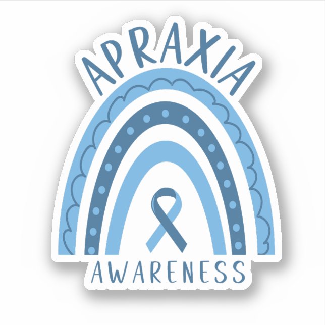 Apraxia Blue Rainbow Ribbon Awareness Aufkleber (Vorderseite)