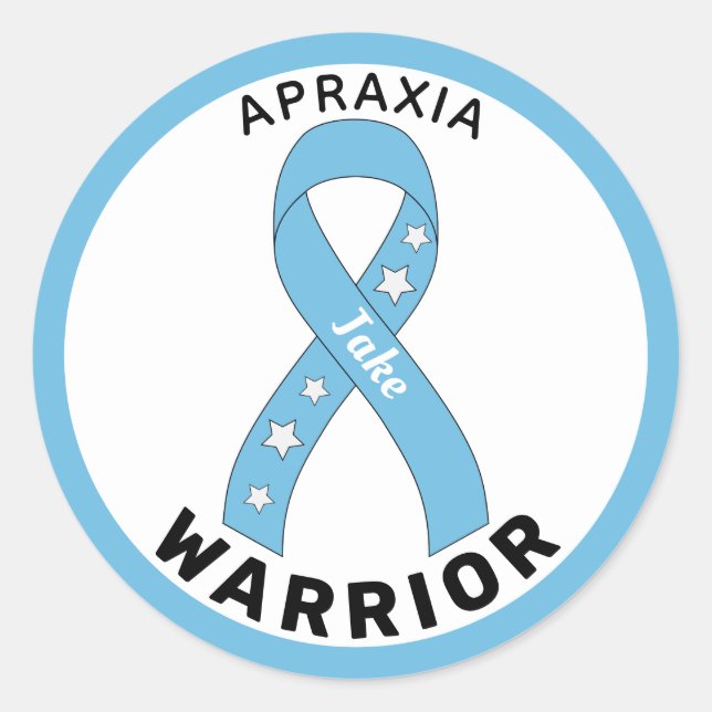 Apraxia Warrior Ribbon White Round Sticker (Vorderseite)