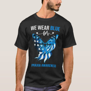 Apraxie-Bewusstsein 4. Juli Blauer Schmetterling T-Shirt