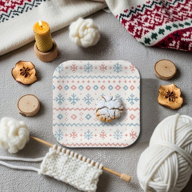 Après Bébé Fair Isle Pattern Ski Club  Pappteller (Après Bébé Fair Isle Pattern Ski Club Paper Plates)